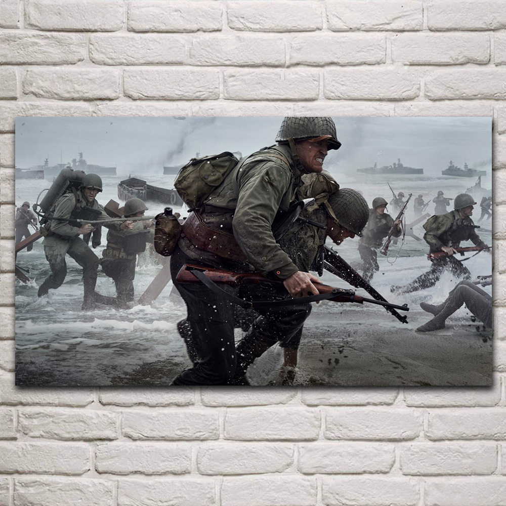 ww2 battle soldiers D day military artwork posters on the wall picture home living room decoration for bedroom KQ157