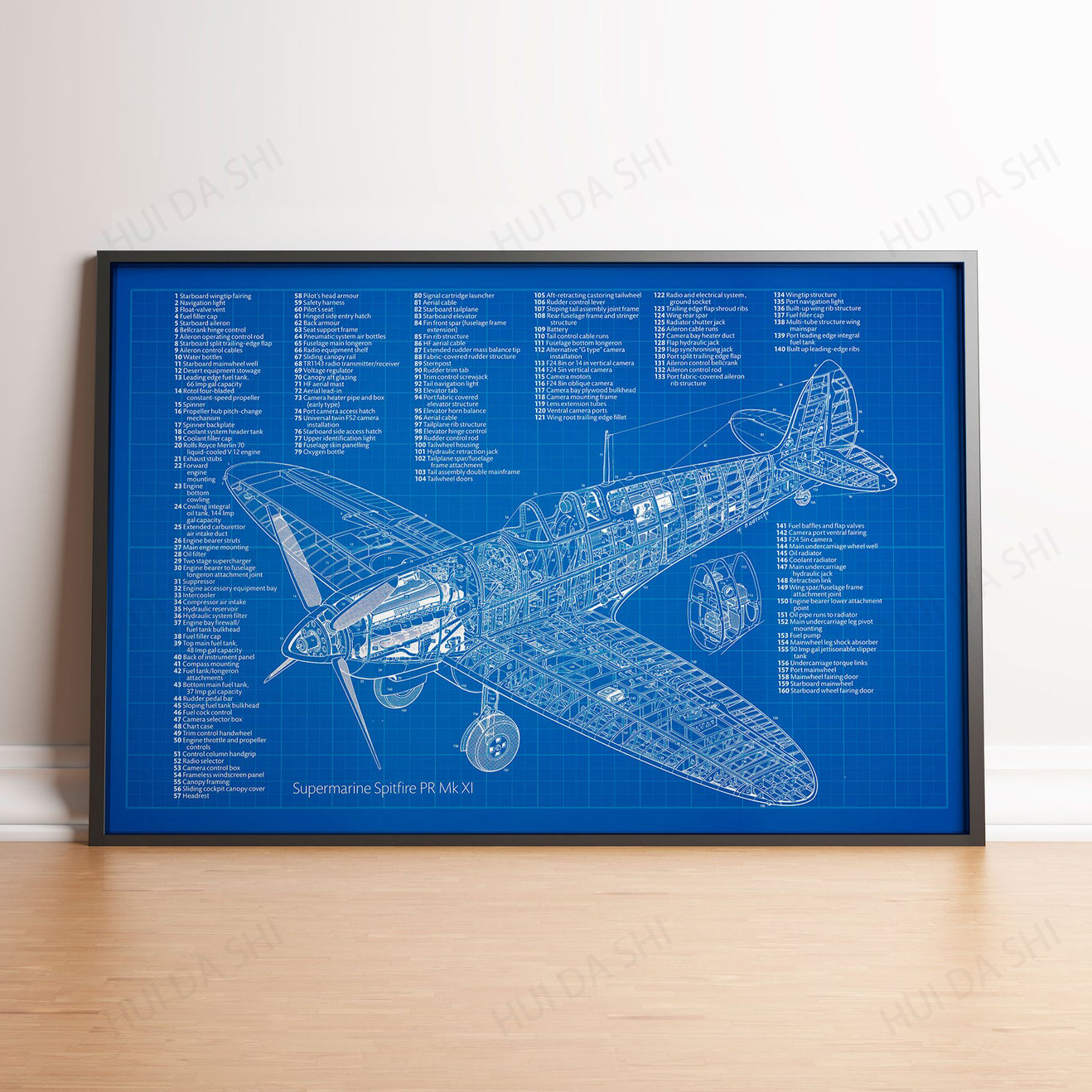 Spitfire WWII Plane Cutaway Blueprint | WWII Print | | Military Gifts | Blueprint Poster | WWII Plane | Military Decor
