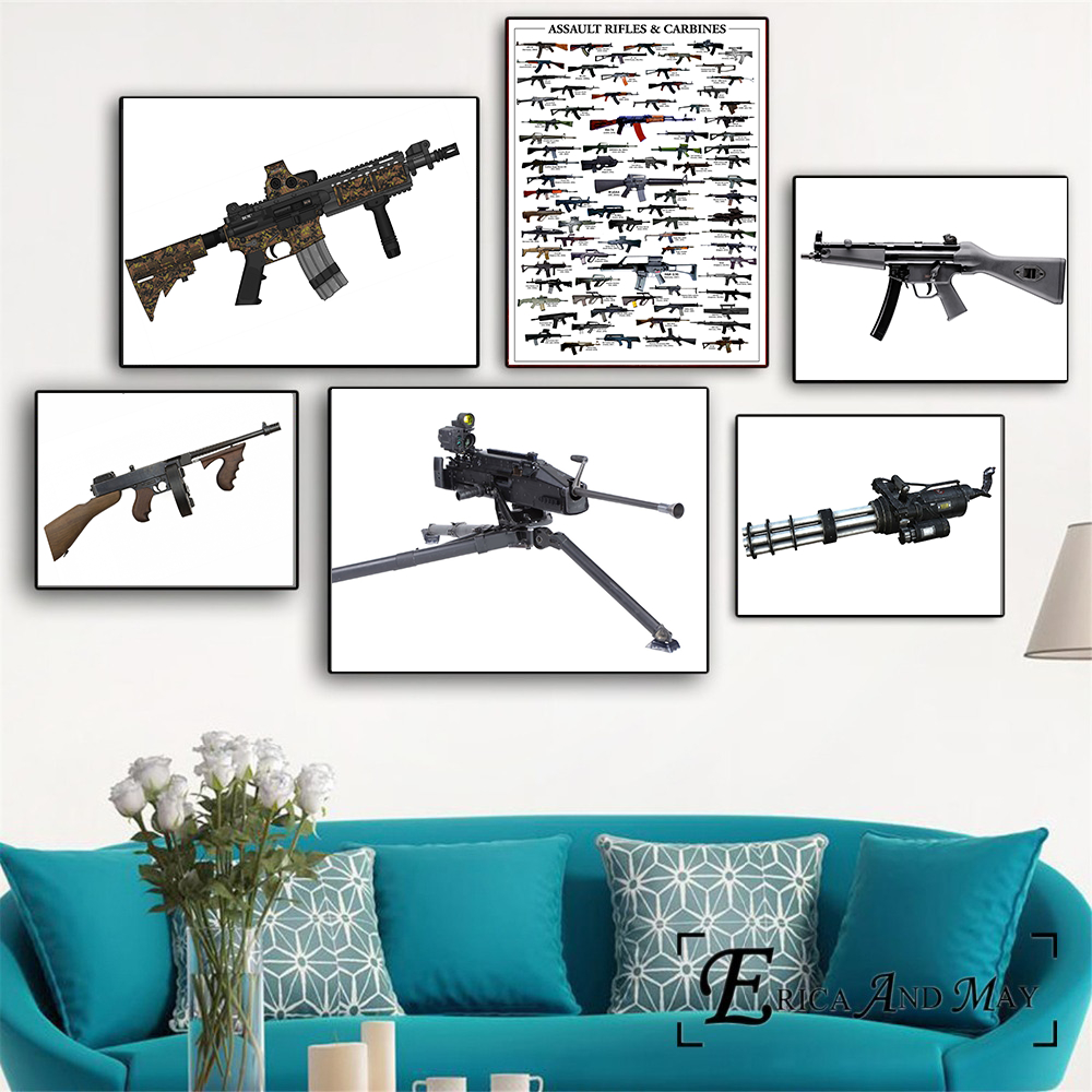 Home wall retro art deco painting guns AK47-M4A1 high quality canvas painting poster modern decorations Free shipping
