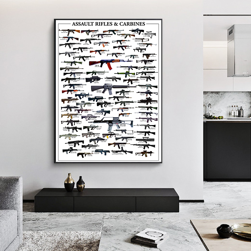 New Vintage Guns Print Armament Hand Gun Rifle Machine Pistol Illustration Poster Boys Gift Art Canvas Painting Home Wall Decor