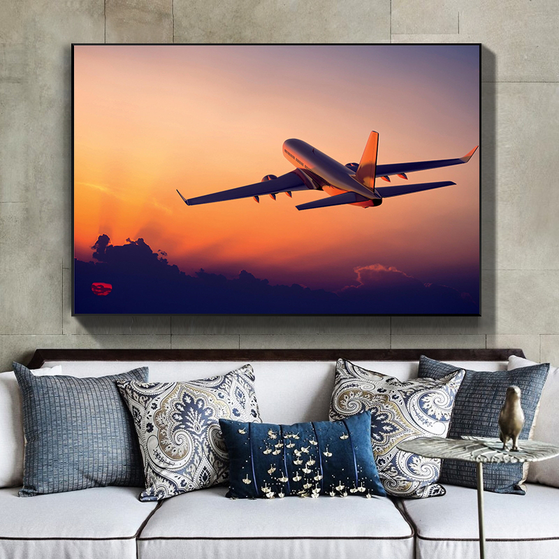 Sunset Airplane Landscape Modern Home Decor Pictures For Living Room Decor Posters HD Canvas Oil Paintings Free shipping Sunset Airplane Landscape Modern Home Decor Pictures For Living Room Decor Posters HD Canvas Oil Paintings Free shipping