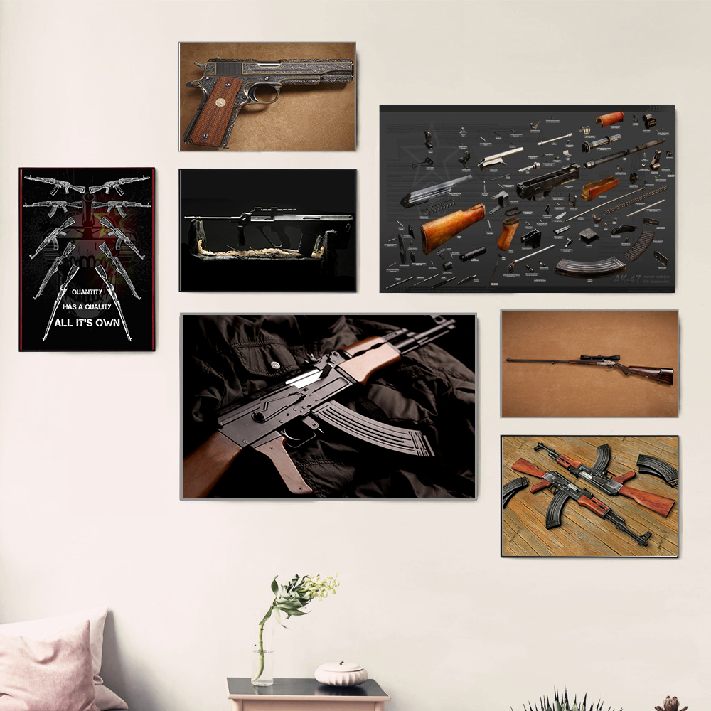 AK47 RPG Pistol Russian Weapon Chart Canvas Prints Painting Posters Wall Art Pictures For Living Room Decoratio Free shipping AK47 RPG Pistol Russian Weapon Chart Canvas Prints Painting Posters Wall Art Pictures For Living Room Decoratio Free shipping