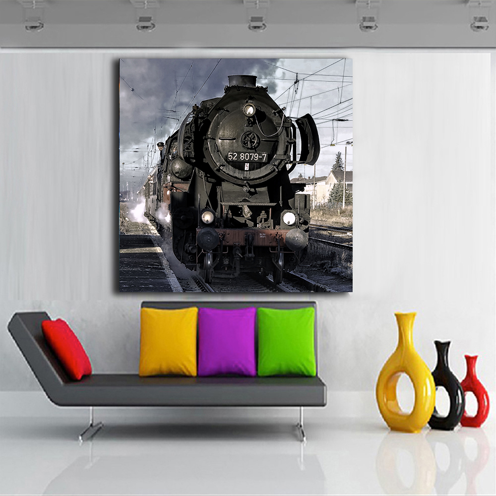 Vintage Horror Airplane Train Poster HD Wall Picture Retro Style Old Biplane Poster Artwork Canvas Painting Wall Art Home Decor