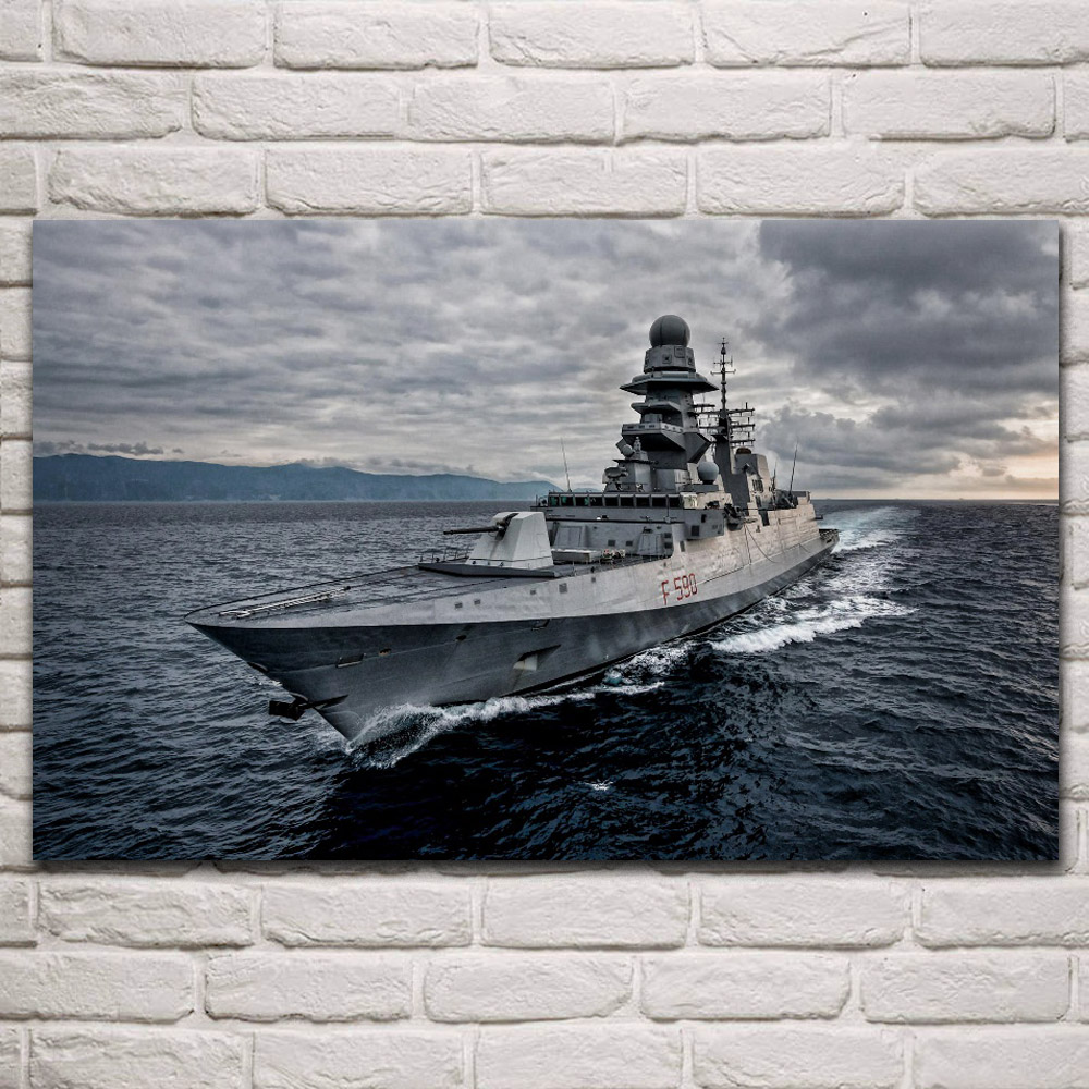 carlo bergamini f 590 frigate navy warships artwork fabric posters on the wall picture home art living room decoration KP937