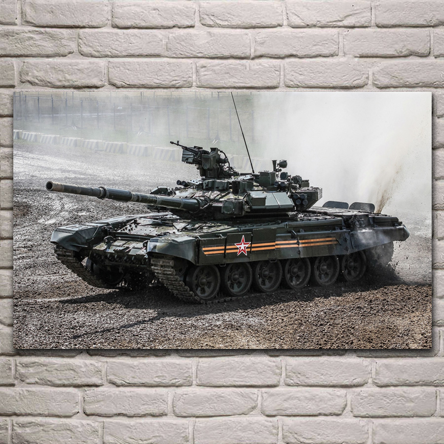 t 90 battle tank figure military vehicle fabric posters on the wall picture home art living room decoration KH821