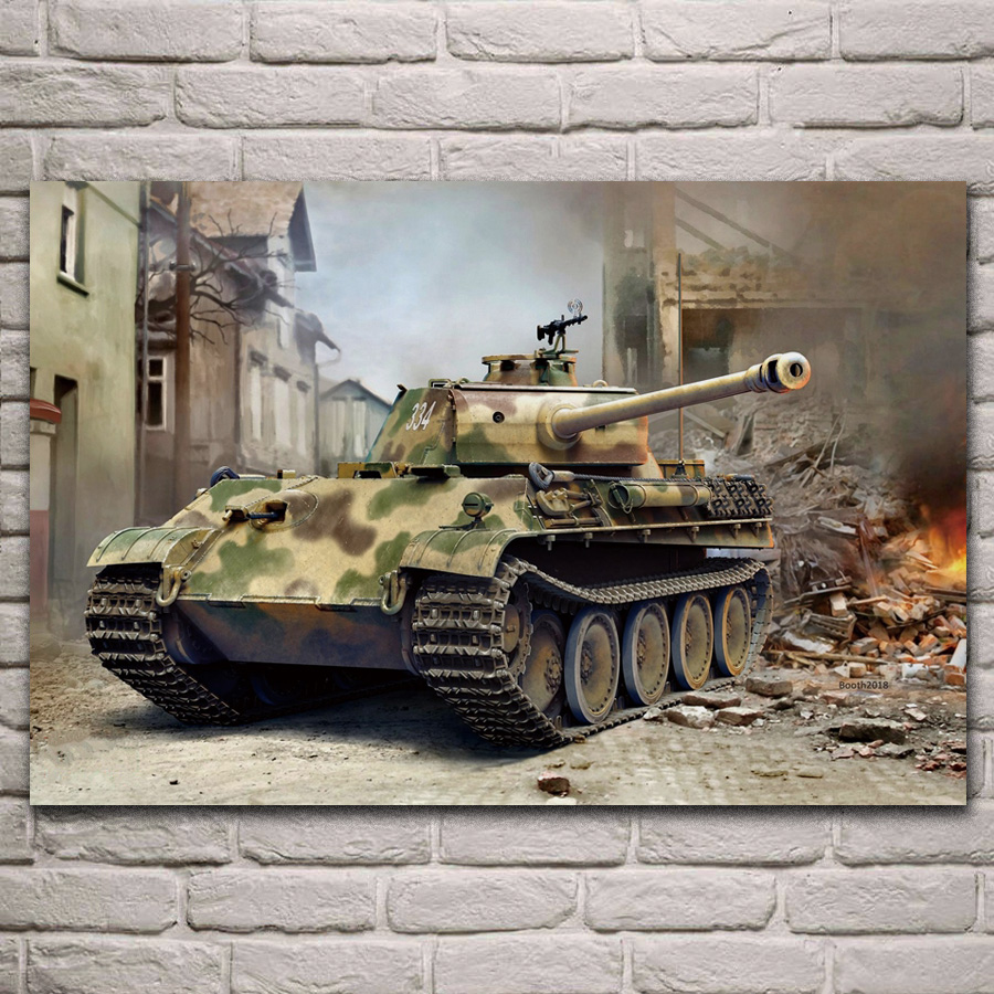 ww2 German medium tank ruins with MG 34 fire house posters on the wall picture home living room decoration for bedroom KJ641