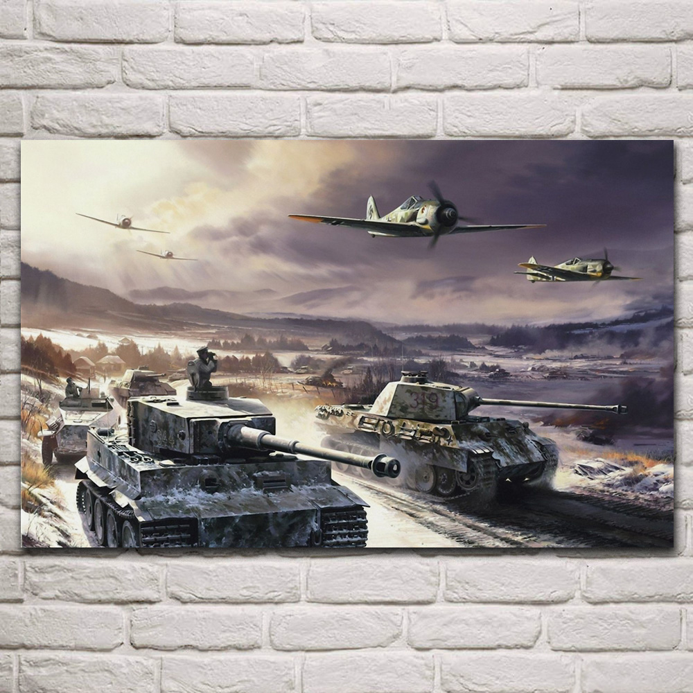 world war two ww2 tank aircraft battle artwork fabric posters on wall picture living room home decoration art wood frame KQ628 world war two ww2 tank aircraft battle artwork fabric posters on wall picture living room home decoration art wood frame KQ628