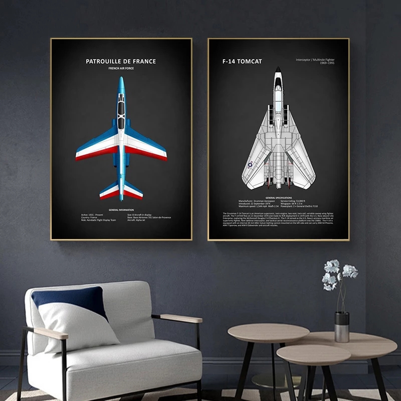 Military Fan Room Life World Famous Aircraft Series Canvas Painting Posters As Modern Living Room Home Art Decoration Frameless