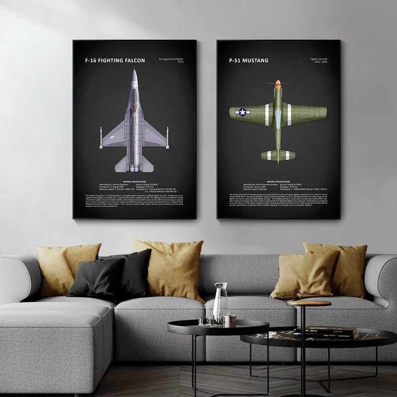Military Fan Room Life World Famous Aircraft Series Canvas Painting Posters As Modern Living Room Home Art Decoration Frameless