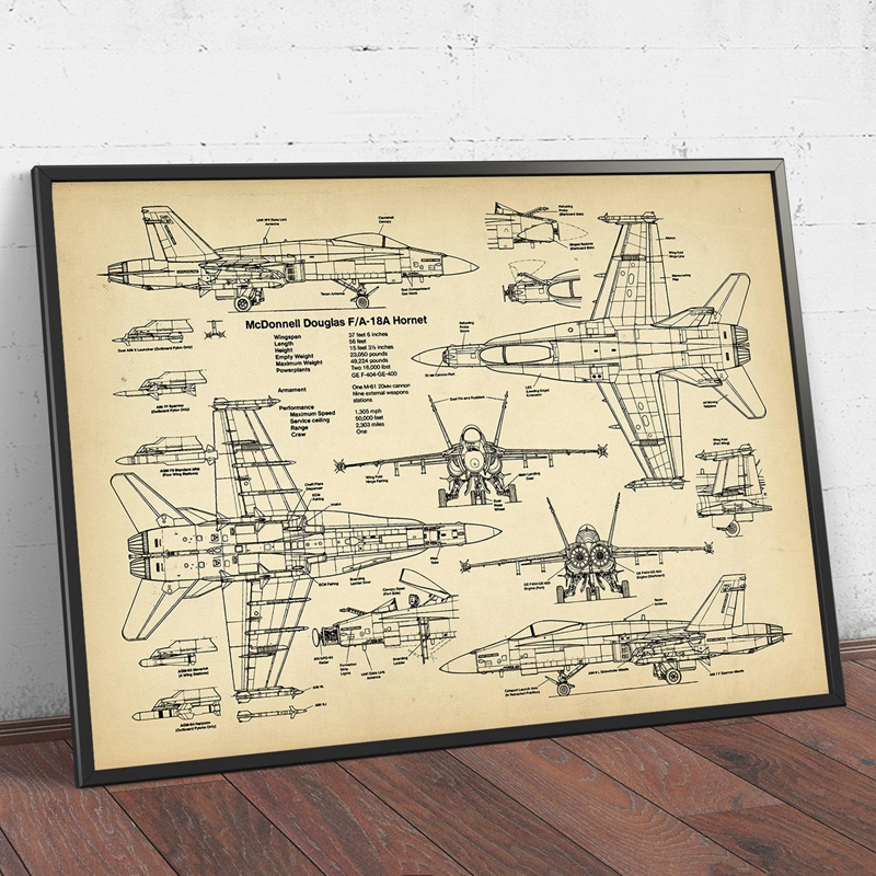 Air Force Plane F18 Hornet Patent Prints Airplane Poster Fighter Jet Blueprint Art Canvas Painting Picture Pilot Gift Home Decor Air Force Plane F18 Hornet Patent Prints Airplane Poster Fighter Jet Blueprint Art Canvas Painting Picture Pilot Gift Home Decor