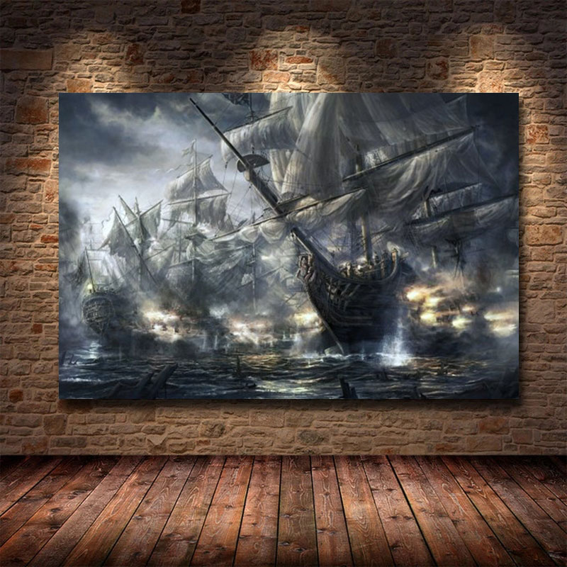 Vintage Pirate Ship Black Sailing Ship Seascape Canvas Painting Posters and Prints Ship Murals for Living Room Home Decoration Vintage Pirate Ship Black Sailing Ship Seascape Canvas Painting Posters and Prints Ship Murals for Living Room Home Decoration