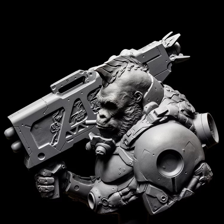 1/10 Resin Bust Of The Gorilla Mechanic Silverback Enzo Model Unpainted 1/10 Resin Bust Of The Gorilla Mechanic Silverback Enzo Model Unpainted