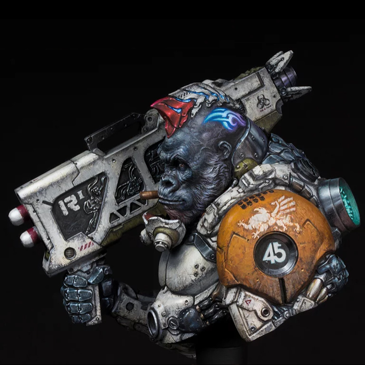 1/10 Resin Bust Of The Gorilla Mechanic Silverback Enzo Model Unpainted 1/10 Resin Bust Of The Gorilla Mechanic Silverback Enzo Model Unpainted