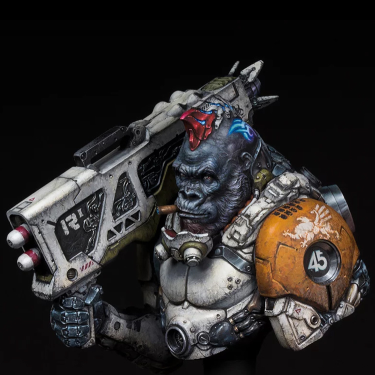 1/10 Resin Bust Of The Gorilla Mechanic Silverback Enzo Model Unpainted 1/10 Resin Bust Of The Gorilla Mechanic Silverback Enzo Model Unpainted