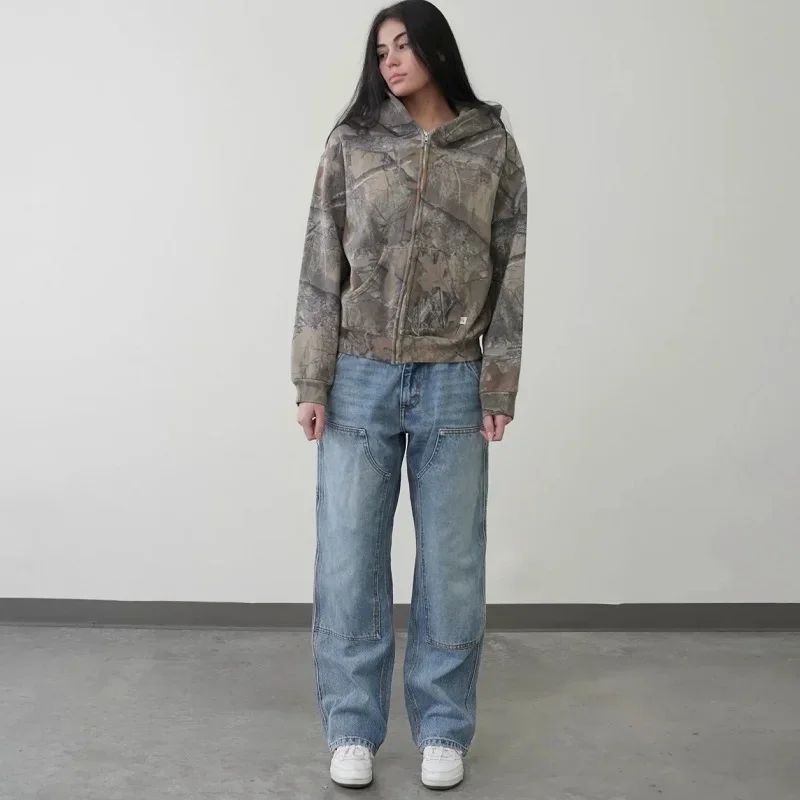 Y2K Retro Camouflage Pattern Pullover Sweatshirts Hoodie Men Printed Hip Hop Streetwear High Street Oversized Unisex Camo Hoodie