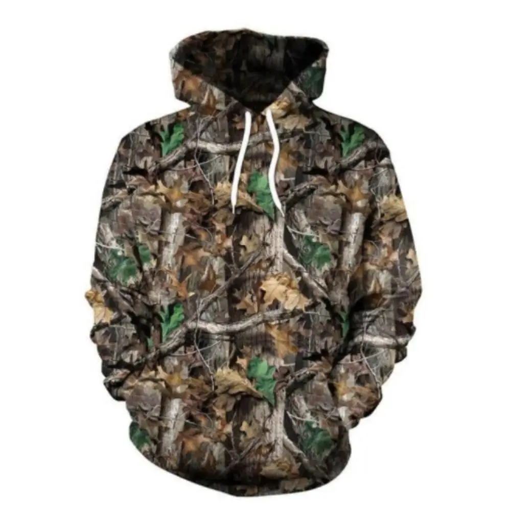 Men and Women Outdoor Fishing Camping Hunting Clothing Spring Autumn Maple Leaf Camouflage 3D Hoodie Fashion Hooded Jacket
