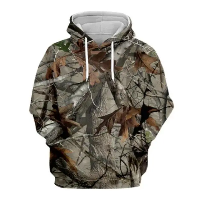 Men and Women Outdoor Fishing Camping Hunting Clothing Spring Autumn Maple Leaf Camouflage 3D Hoodie Fashion Hooded Jacket