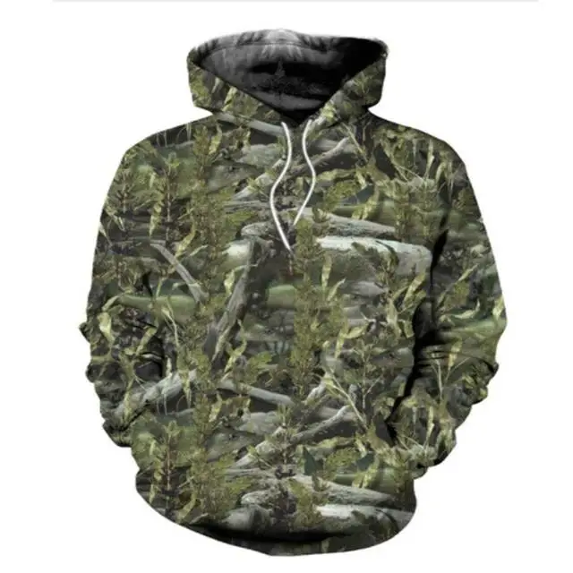 Men and Women Outdoor Fishing Camping Hunting Clothing Spring Autumn Maple Leaf Camouflage 3D Hoodie Fashion Hooded Jacket