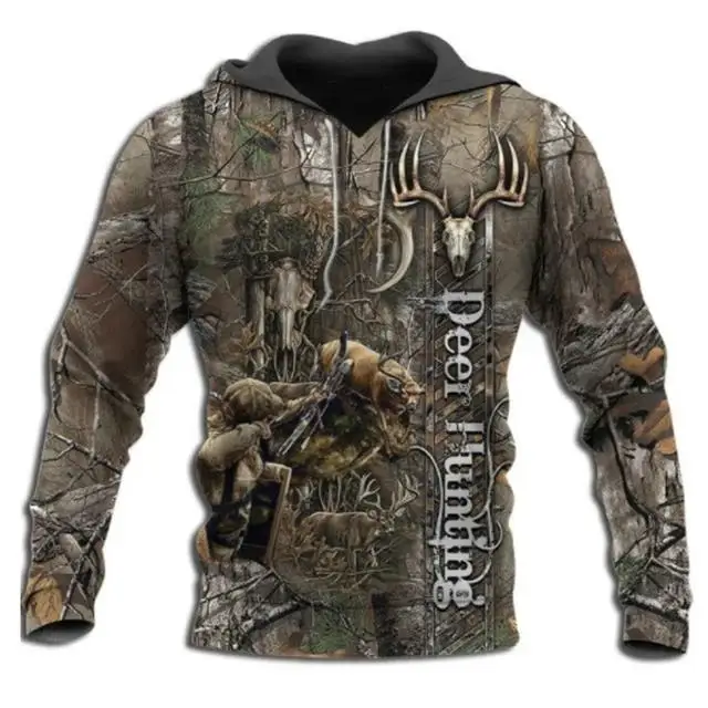 Men and Women Outdoor Fishing Camping Hunting Clothing Spring Autumn Maple Leaf Camouflage 3D Hoodie Fashion Hooded Jacket