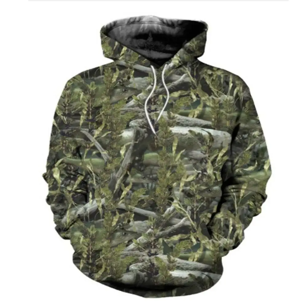Men and Women Outdoor Fishing Camping Hunting Clothing Spring Autumn Maple Leaf Camouflage 3D Hoodie Fashion Hooded Jacket