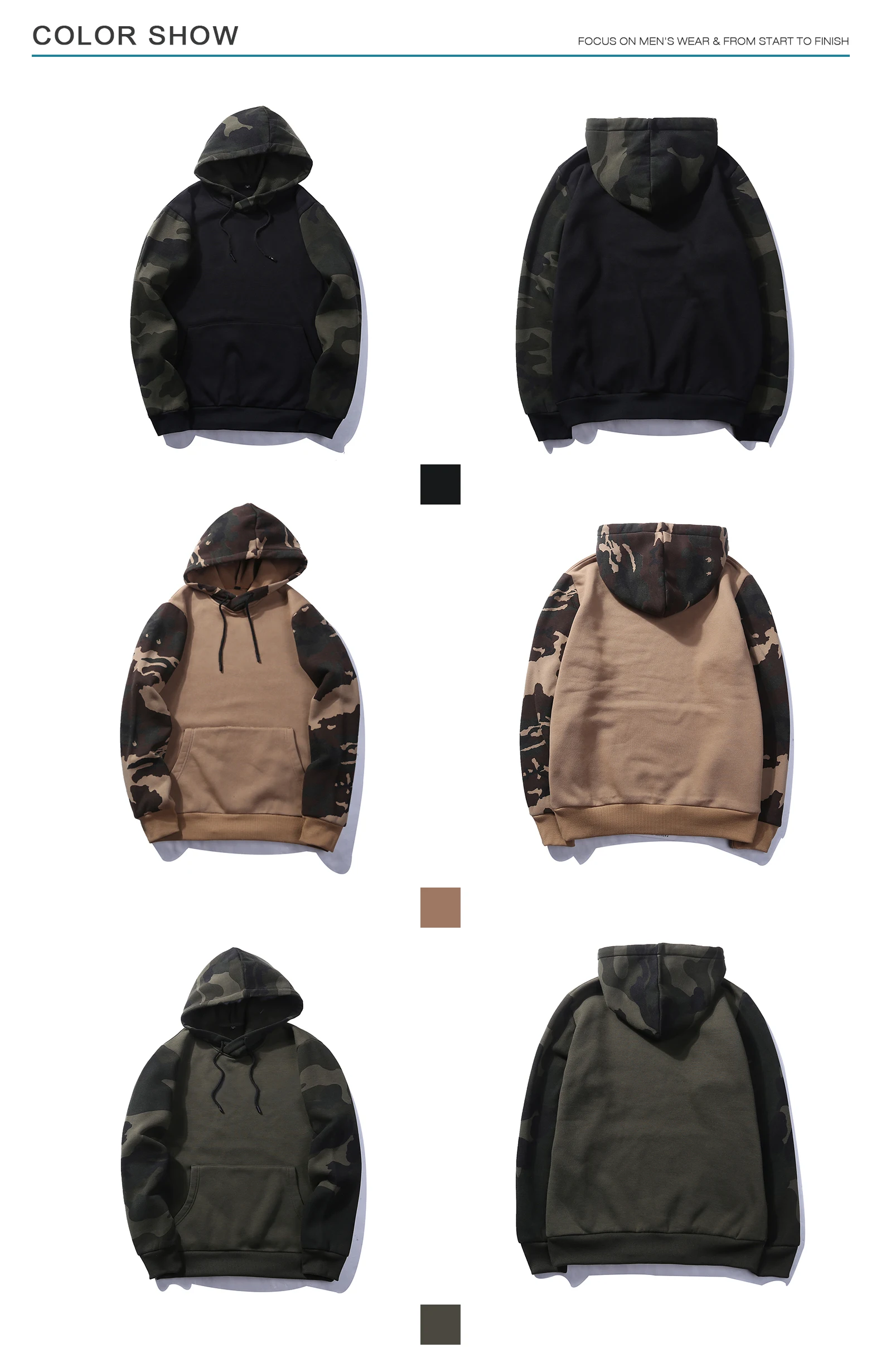 Punk Clothes Fashion Army Green Men Military Camouflage Hoodies Hooded Sweatshirts Male Camo Hoody Hip Hop Streetwear Brand Top