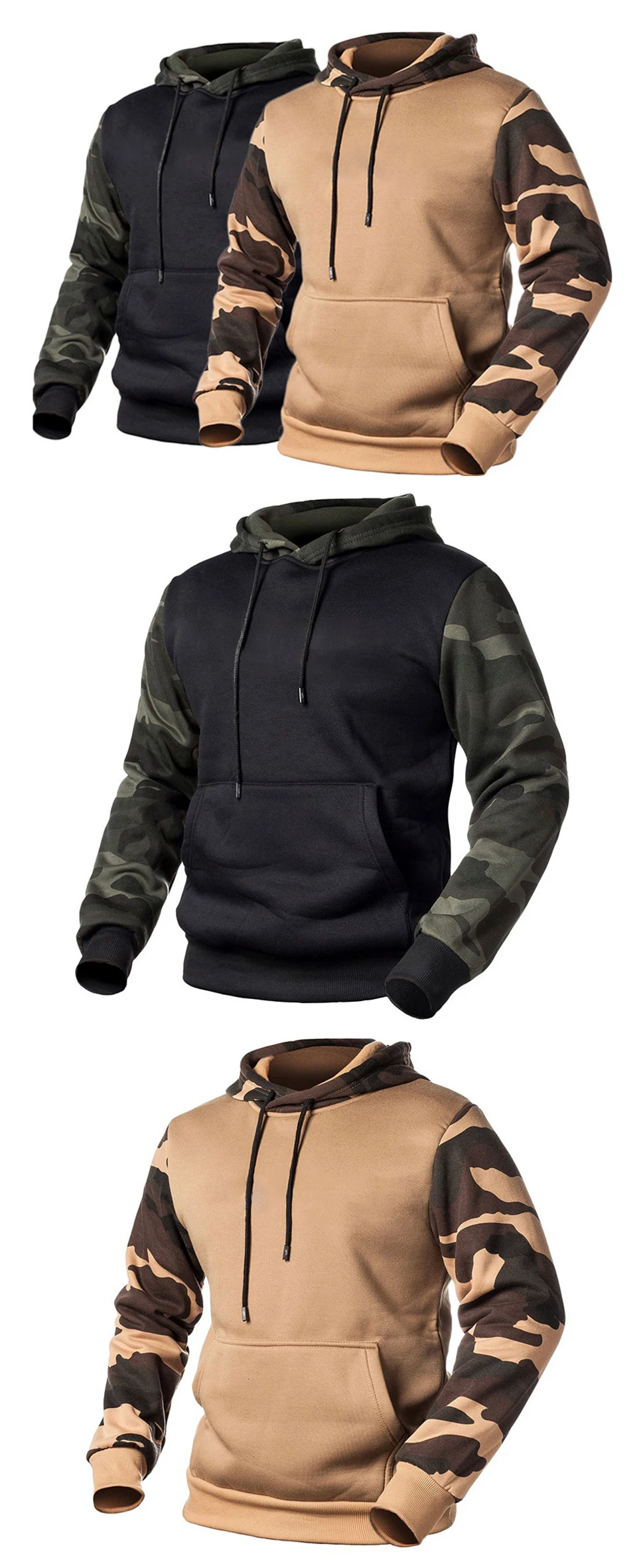 Punk Clothes Fashion Army Green Men Military Camouflage Hoodies Hooded Sweatshirts Male Camo Hoody Hip Hop Streetwear Brand Top