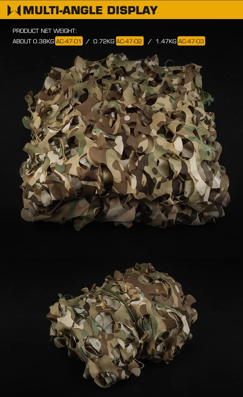 Outdoor Hunting Hidden Net 1.5 * 2m Mountain Camping Desert Tactical Hidden Camouflage Net Courtyard Shading Equipment Protect