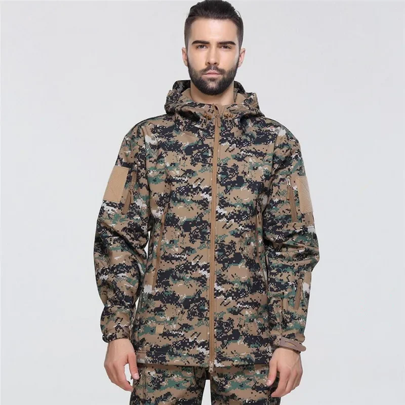 Hiking Jackets Autumn Men's Camouflage Fleece Jackets Tactical Clothing 2024 Men Camouflage Windbreakers