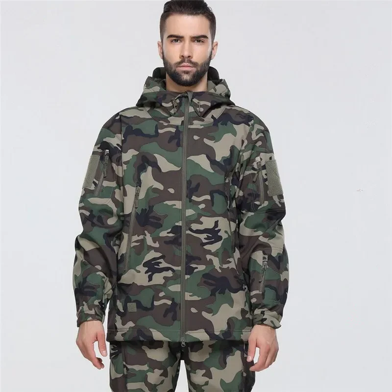 Hiking Jackets Autumn Men's Camouflage Fleece Jackets Tactical Clothing 2024 Men Camouflage Windbreakers