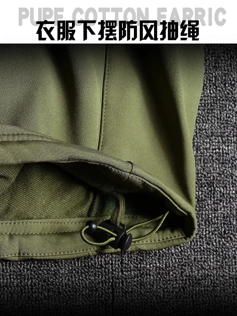 Winter Russian Camo Fleece Hooded Mens Jacket Multiple Pocket Zipper Waterproof and Windproof Hunting Tactical Coat Ropa Hombre