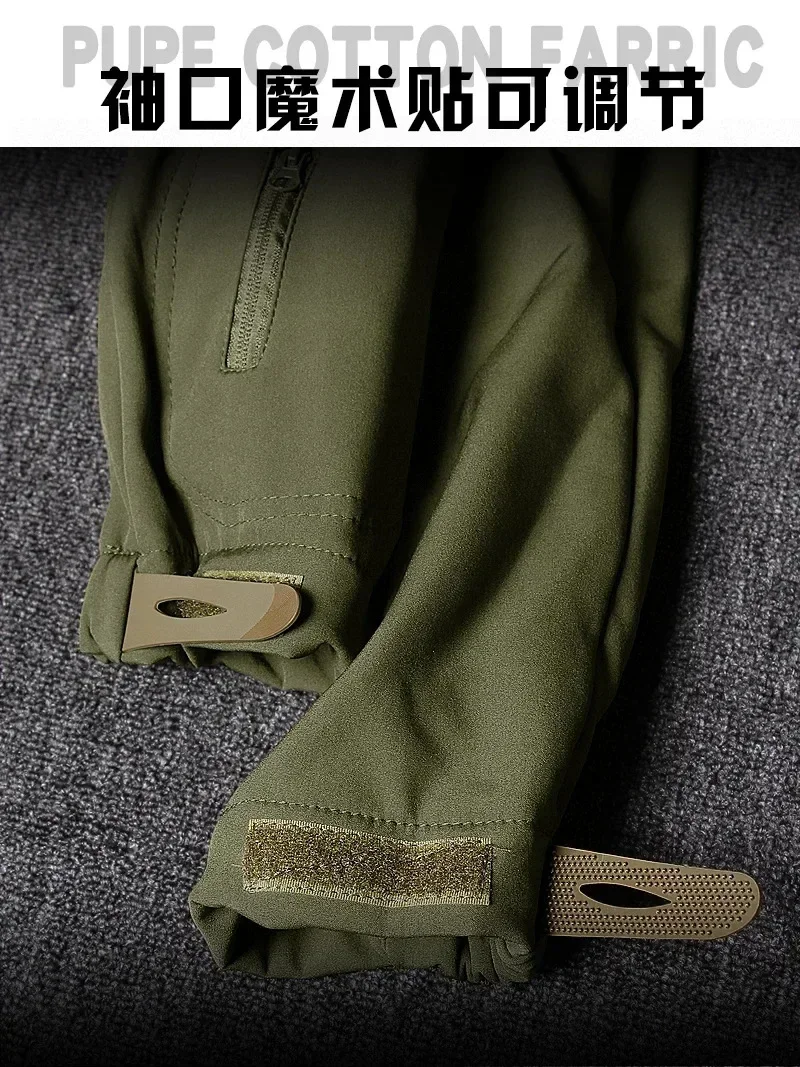 Winter Russian Camo Fleece Hooded Mens Jacket Multiple Pocket Zipper Waterproof and Windproof Hunting Tactical Coat Ropa Hombre