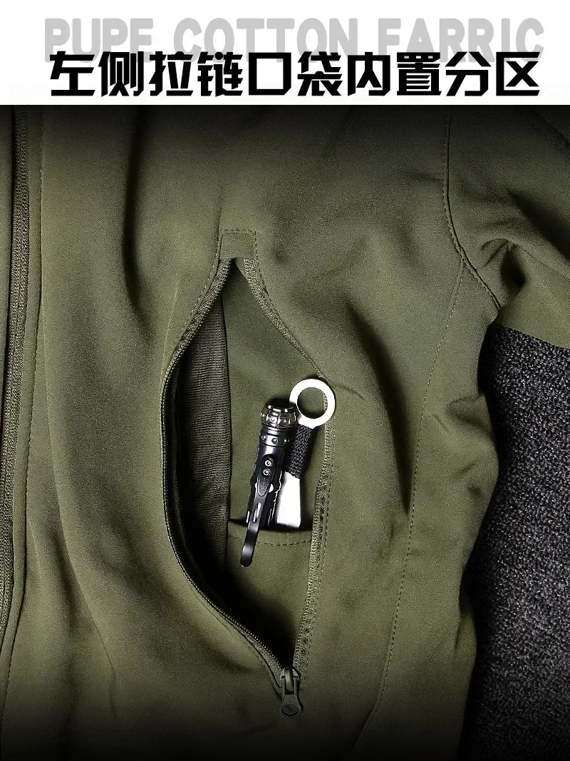 Winter Russian Camo Fleece Hooded Mens Jacket Multiple Pocket Zipper Waterproof and Windproof Hunting Tactical Coat Ropa Hombre