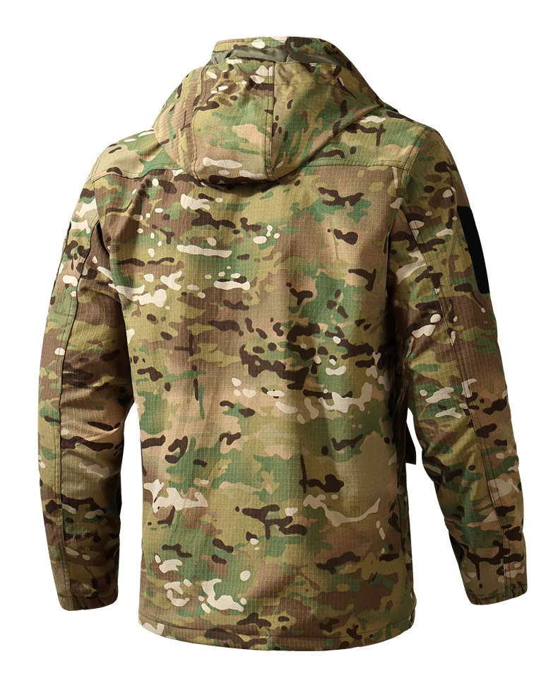 Autumn And Winter Men's Fleece Lined Jacket  Thick Warm Workwear Camouflage Windbreaker Outdoor Hiking Casual Jacket And Coats