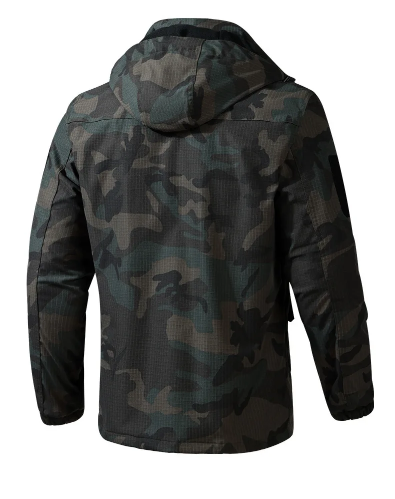 Autumn And Winter Men's Fleece Lined Jacket  Thick Warm Workwear Camouflage Windbreaker Outdoor Hiking Casual Jacket And Coats