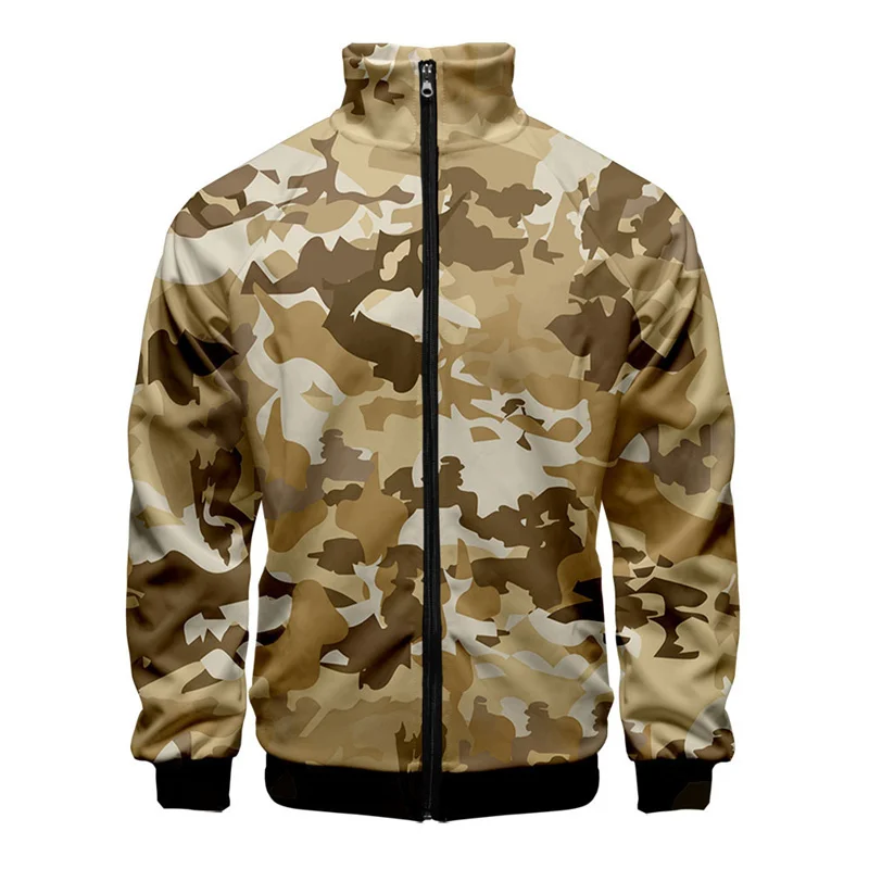 3D Printed Camouflage Jacket For Men Cool Fashion Pattern Long Sleeves Coat Spring Autumn Oversized Street Tops Zipper Jackets