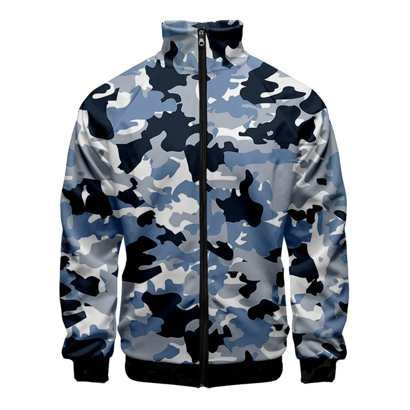 3D Printed Camouflage Jacket For Men Cool Fashion Pattern Long Sleeves Coat Spring Autumn Oversized Street Tops Zipper Jackets