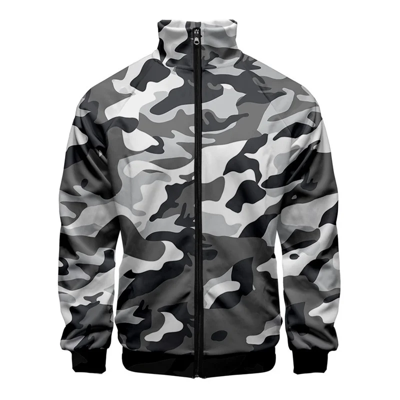 3D Printed Camouflage Jacket For Men Cool Fashion Pattern Long Sleeves Coat Spring Autumn Oversized Street Tops Zipper Jackets