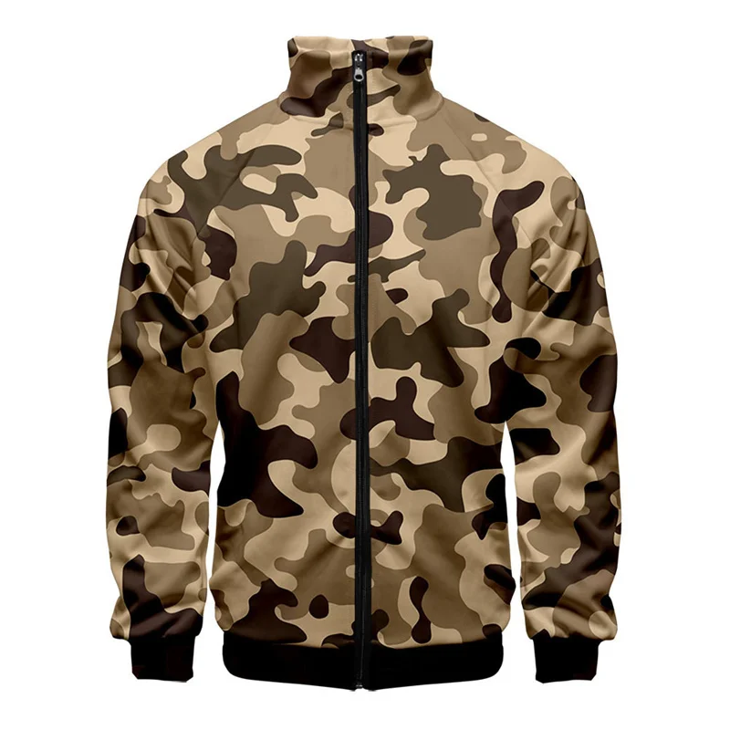 3D Printed Camouflage Jacket For Men Cool Fashion Pattern Long Sleeves Coat Spring Autumn Oversized Street Tops Zipper Jackets