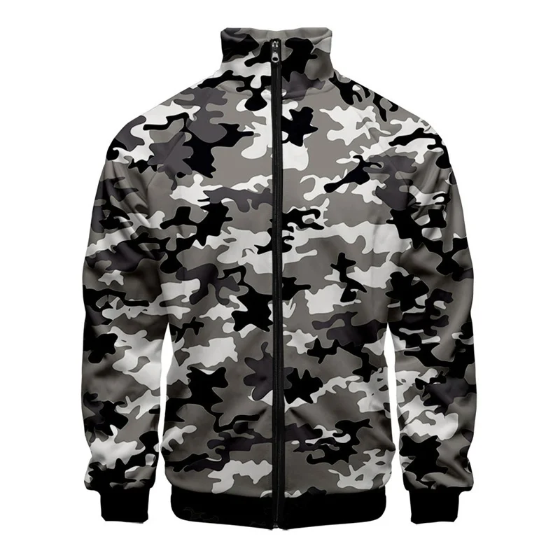 3D Printed Camouflage Jacket For Men Cool Fashion Pattern Long Sleeves Coat Spring Autumn Oversized Street Tops Zipper Jackets
