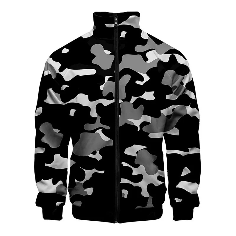 3D Printed Camouflage Jacket For Men Cool Fashion Pattern Long Sleeves Coat Spring Autumn Oversized Street Tops Zipper Jackets