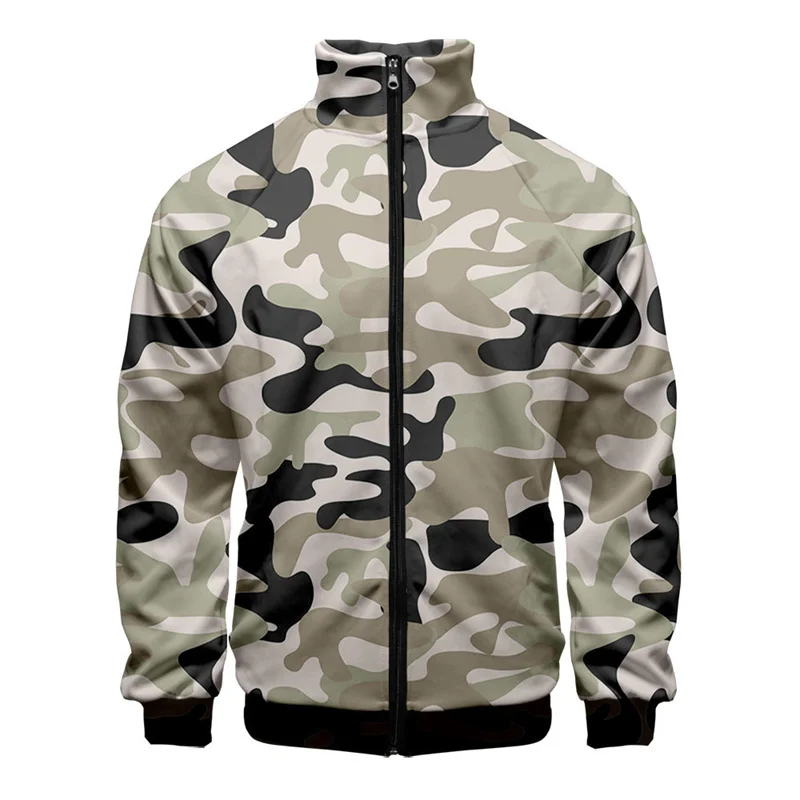 3D Printed Camouflage Jacket For Men Cool Fashion Pattern Long Sleeves Coat Spring Autumn Oversized Street Tops Zipper Jackets