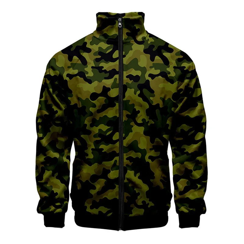 3D Printed Camouflage Jacket For Men Cool Fashion Pattern Long Sleeves Coat Spring Autumn Oversized Street Tops Zipper Jackets