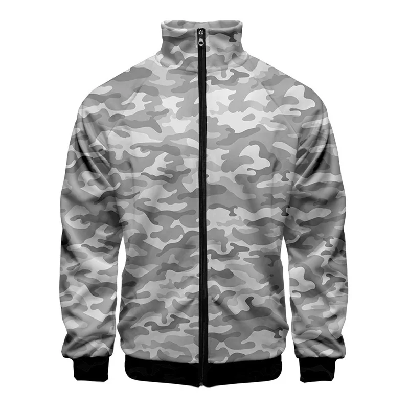 3D Printed Camouflage Jacket For Men Cool Fashion Pattern Long Sleeves Coat Spring Autumn Oversized Street Tops Zipper Jackets