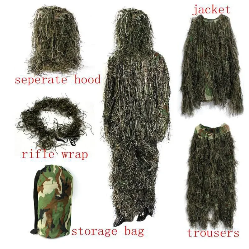 Camouflage suit 3D withered grass Ghillie set, 5-piece hunting suit hunting suit set Camouflage suit 3D withered grass Ghillie set, 5-piece hunting suit hunting suit set