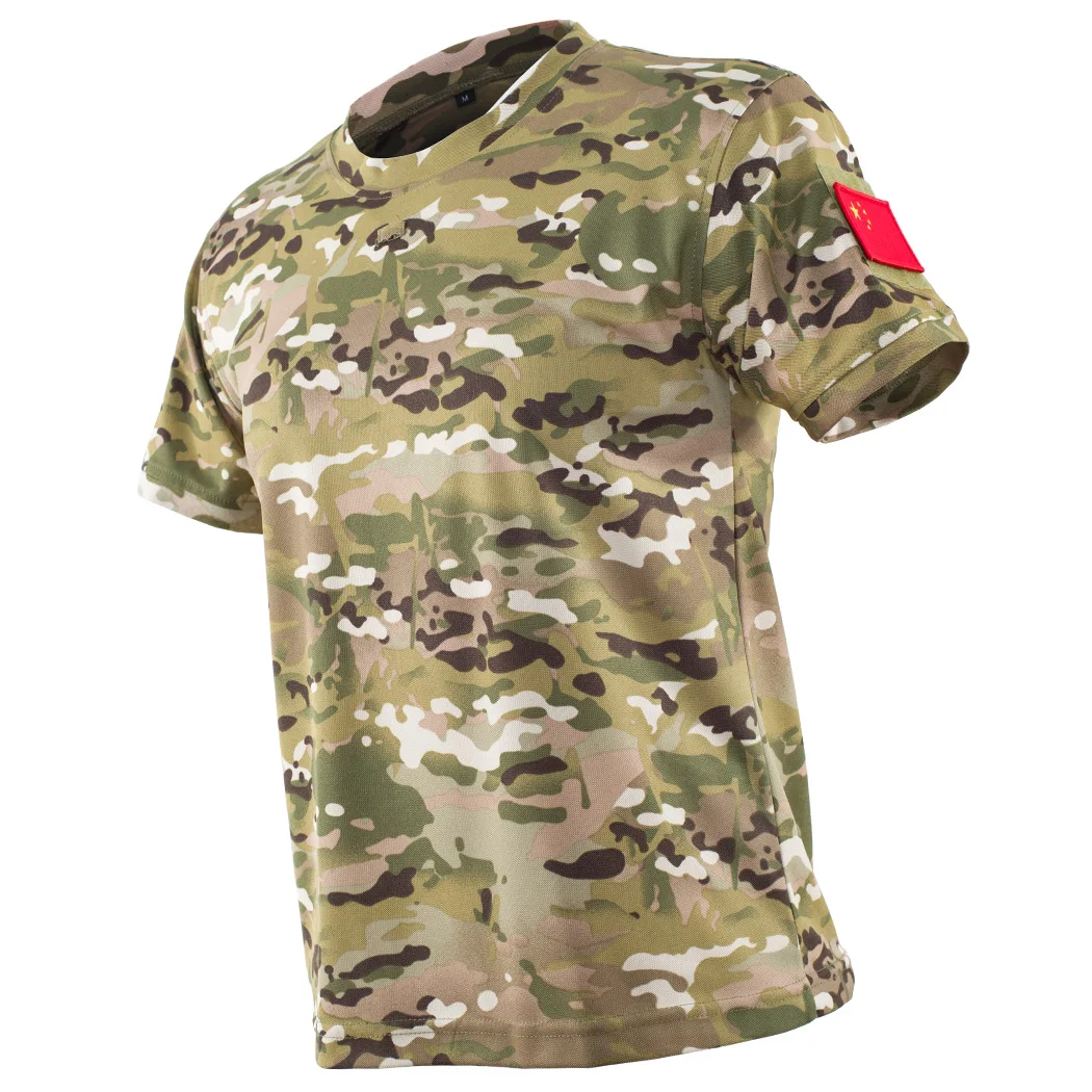 Mege Men Tactical Multicam T-shirt Quick-drying Camo Short Sleeve T Shirt Hunting Clothes