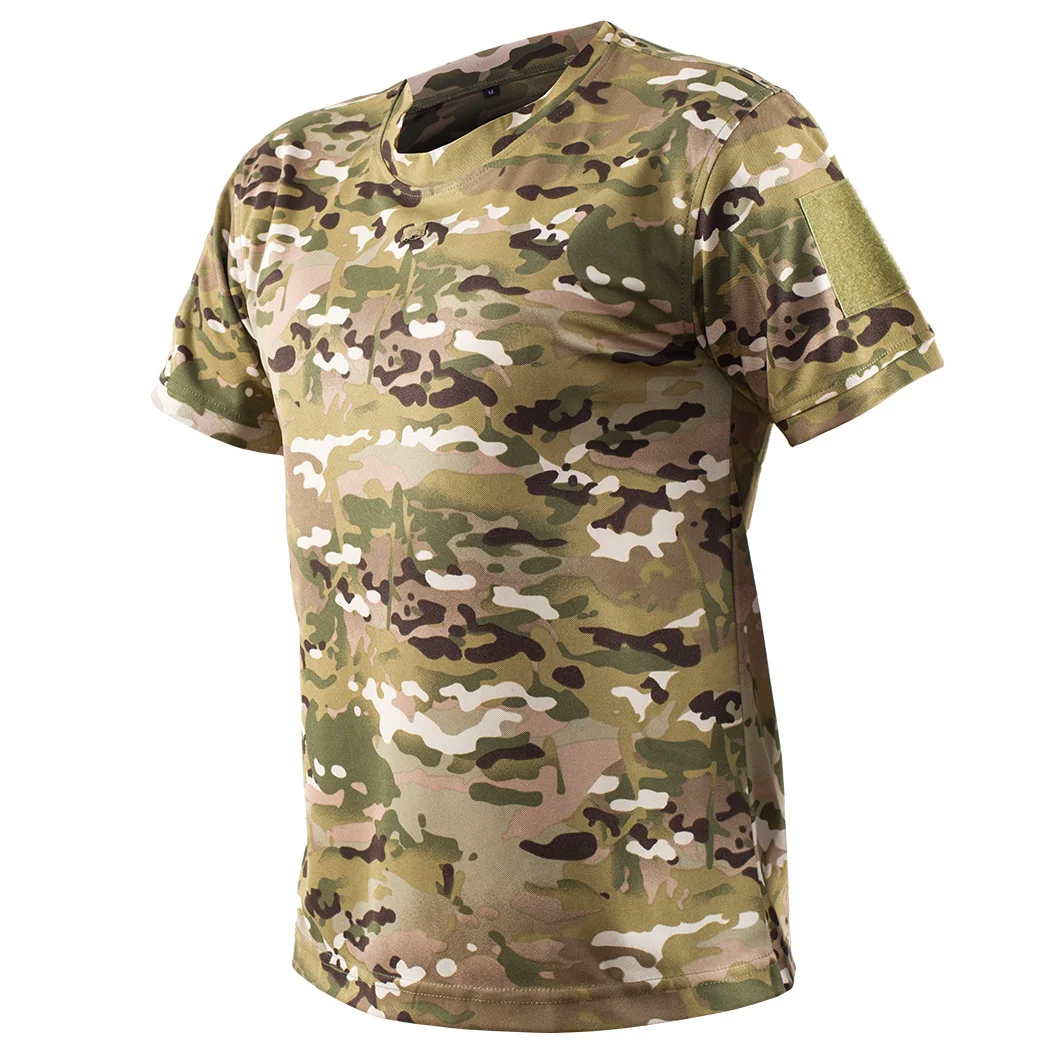 Mege Men Tactical Multicam T-shirt Quick-drying Camo Short Sleeve T Shirt Hunting Clothes