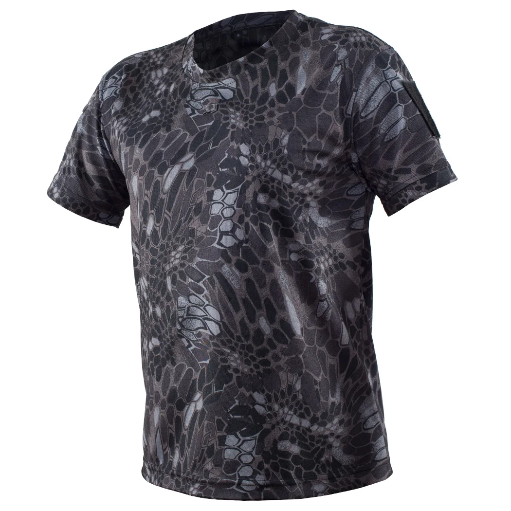 Mege Men Tactical Multicam T-shirt Quick-drying Camo Short Sleeve T Shirt Hunting Clothes