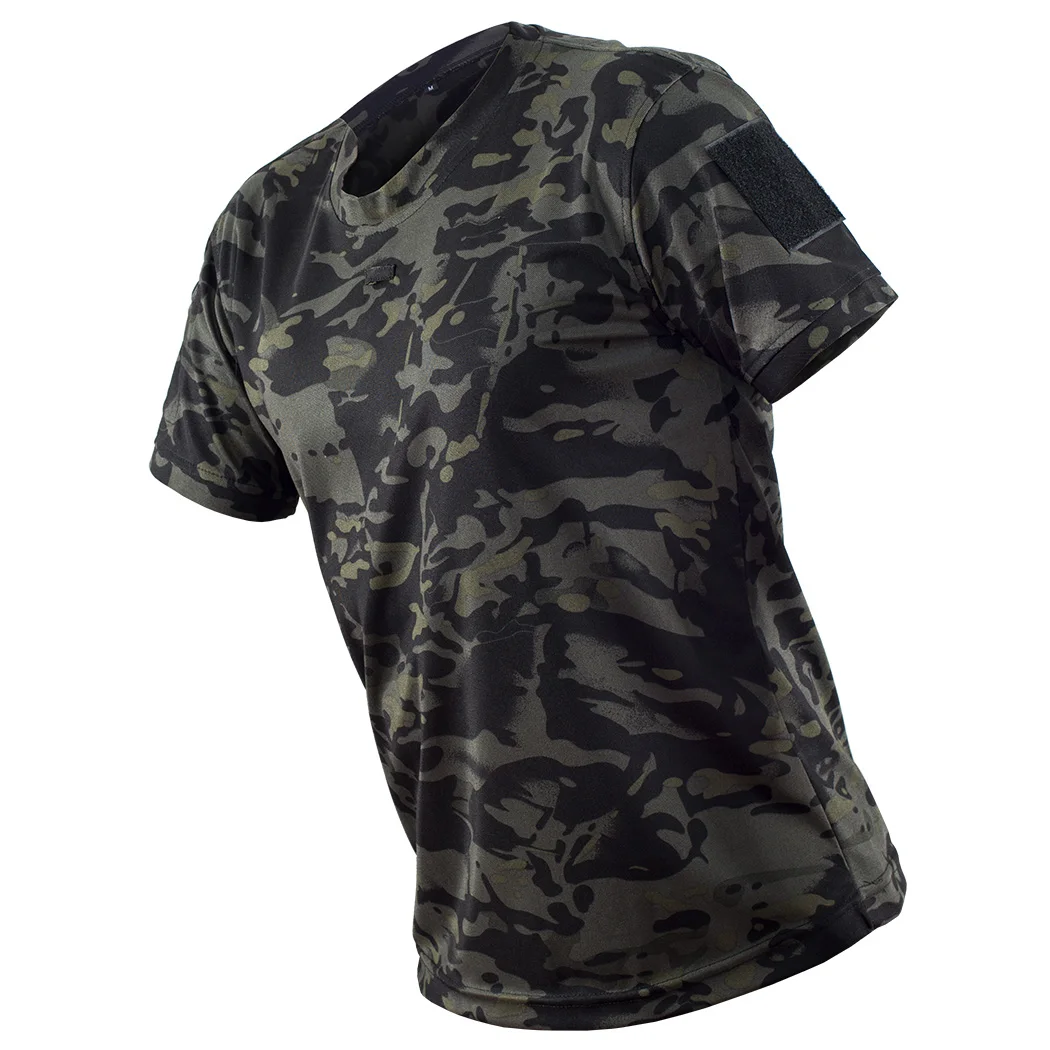 Mege Men Tactical Multicam T-shirt Quick-drying Camo Short Sleeve T Shirt Hunting Clothes