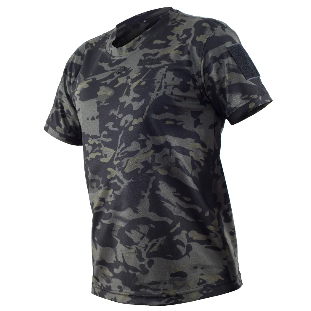 Mege Men Tactical Multicam T-shirt Quick-drying Camo Short Sleeve T Shirt Hunting Clothes
