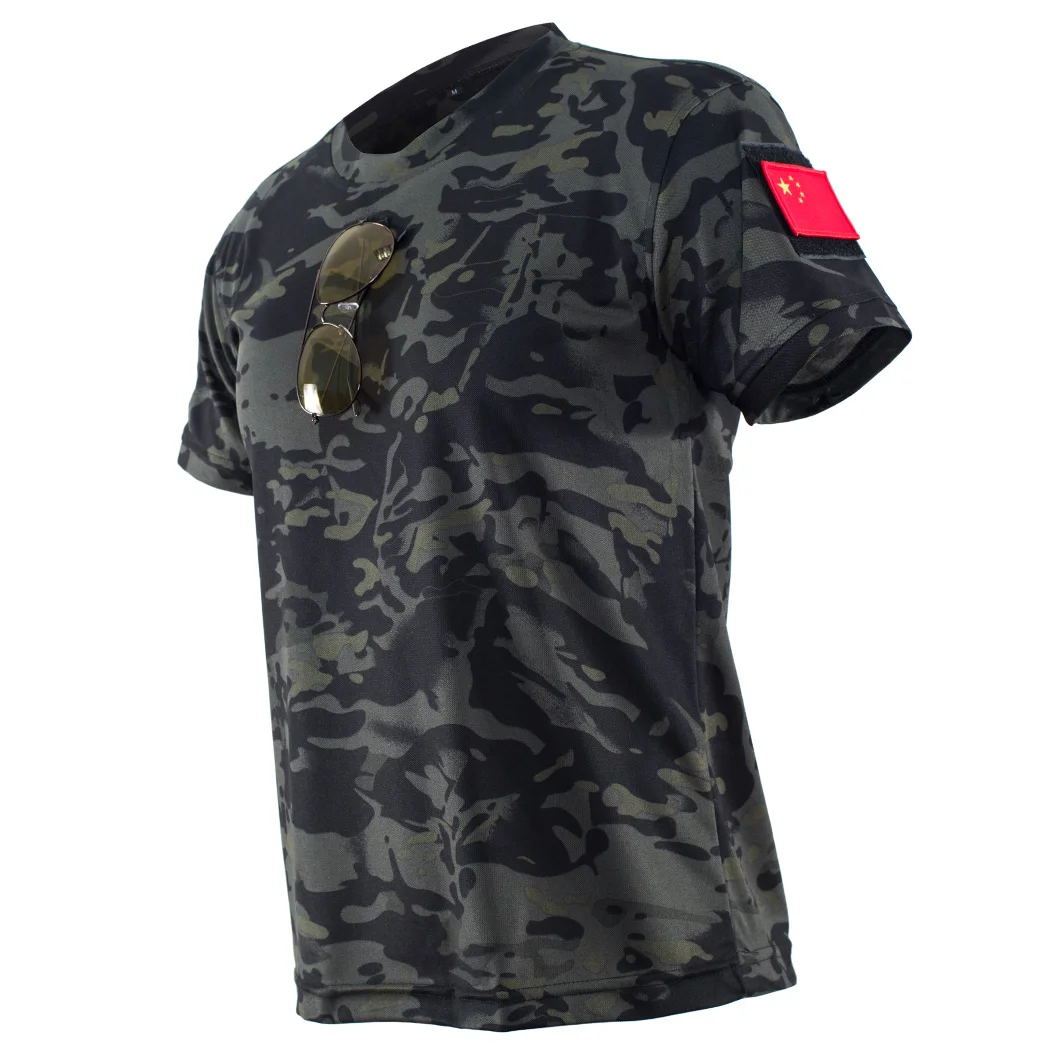 Mege Men Tactical Multicam T-shirt Quick-drying Camo Short Sleeve T Shirt Hunting Clothes